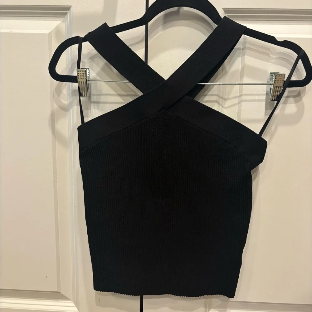 Aritzia Babaton Sculpt Knit Criss Cross Tank Black BNWT Size M - Picture 10 of 11